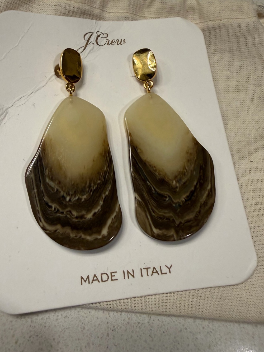 J Crew Made-in-Italy resin oblong drop earrings